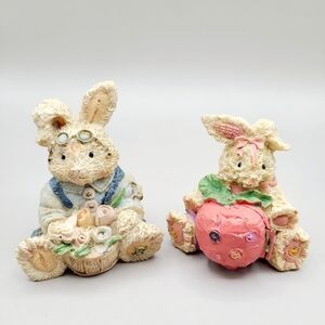 Charming Bunny Figurines, Set of 2
